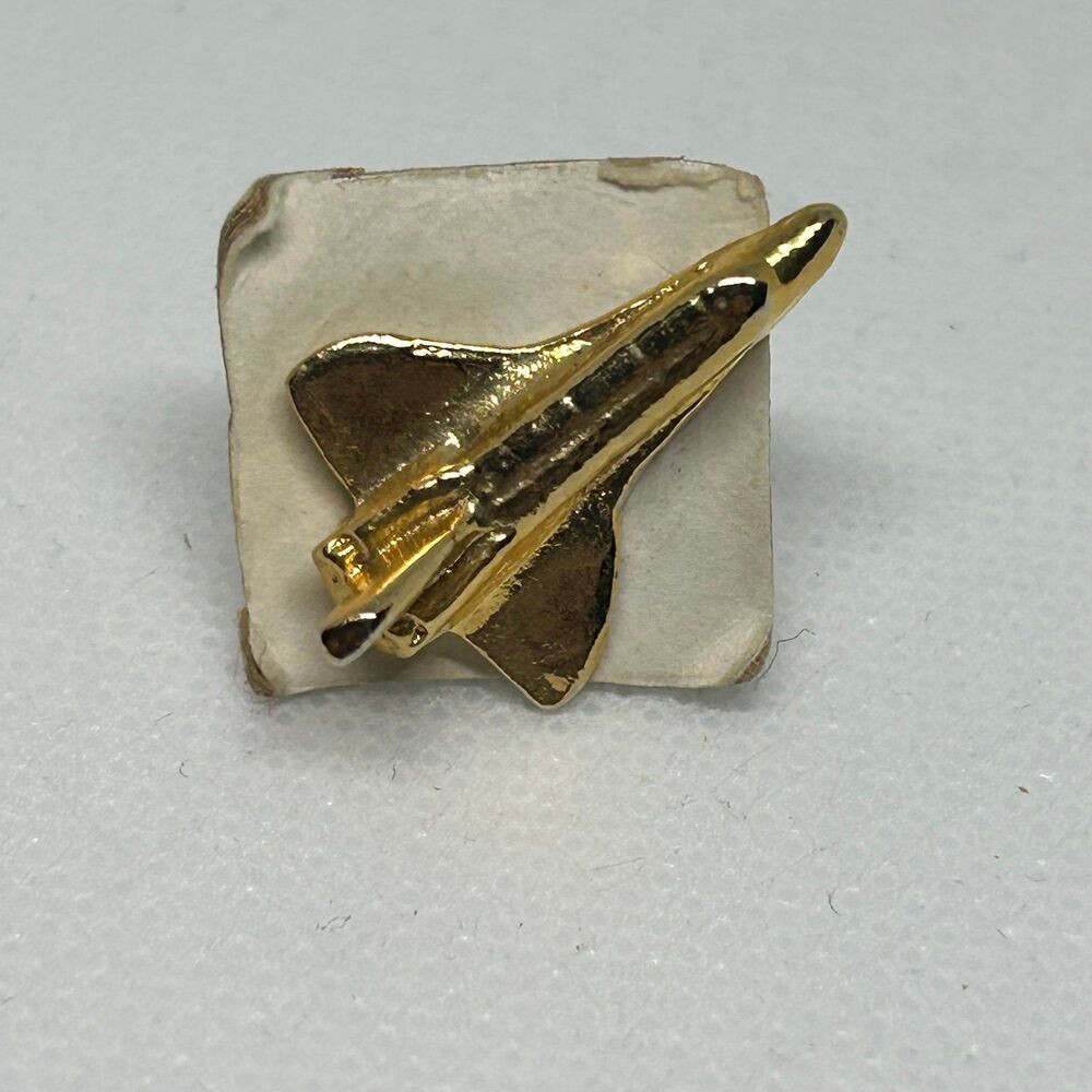 Vintage Gold Tone Space Shuttle Collectible Lapel / Hat Pin
